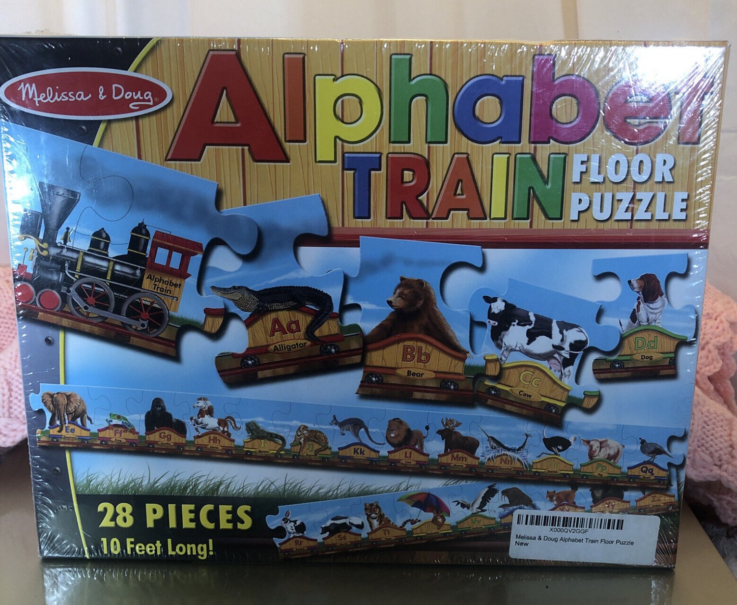 NEW Melissa and Doug Alphabet Train Floor Puzzle 28 Pcs Kids Fun 10 ft Long