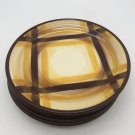Vernon Ware CA Kilns ORGANDIE Metlox (6) Yellow & Brown 6.25" Saucer Plates