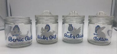 Vintage &acirc;��Baby All&acirc;�� Glass Jar/Container Set with Lids HTF RARE Cotton, Baby MCM