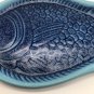 Blue Aqua Salt Glaze Stoneware Fish Platter Plate Coastal Nautical Beach 12.5&acirc;��