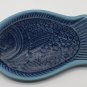 Blue Aqua Salt Glaze Stoneware Fish Platter Plate Coastal Nautical Beach 12.5&acirc;��