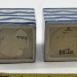 Glazed 2&acirc;�� cube ceramic Ambassador candleholders blue/aqua folk art Set of 2