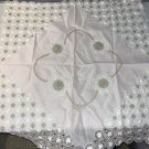 VINTAGE PRETTY IN PINK LACE 34” TABLECLOTH BROWN ACCENTS