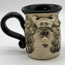 Bradford Pottery Funny Face Ugly Mug RN NURSE Coffee Cup SIGNED Stoneware VTG