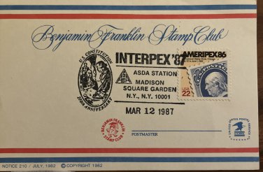 First Day Cover AMERIPEX 86 Benjamin Franklin 22c Stamp FDC Madison Square NY