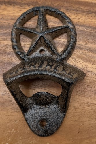 Beer Bottle Opener Circle Texas Star Cast Iron Open Here Western Wall Mount