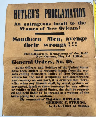Recruiting Ephemera 1862 Butler's Proclamation Replica On Aged Parchment 14&acirc;��x12&acirc;��