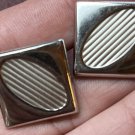 Vintage Swank Mid Century Silver Ribbed Oval Square Cufflinks 5/8"
