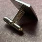 Vintage Swank Mid Century Silver Ribbed Oval Square Cufflinks 5/8"