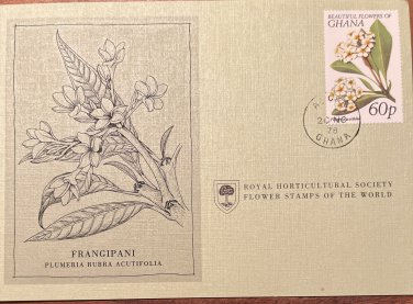 First Day Issue Royal Horticulture Society Flower Stamp 1978 Ghana Frangipani
