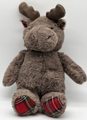 Cloud B Moose Dreamy Hugginz 15" Plush Brown Stuffed Animal Toy Plaid Christmas