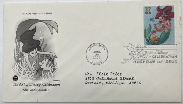First Day Cover 2005 THE ART OF DISNEY ARIEL AND FLOUNDER