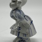 Vintage 1960s Delft White Blue Porcelain Dutch Girl Kissing Figurine Holland 5”