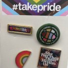 4 LGBTQ Pins / Badges Rainbow Enamel “Equality”