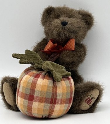Boyds Bear Plush "Holden T. Pumpkinbeary" Bear Holding Plaid Pumpkin 8&acirc;��