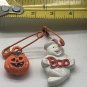 Vintage Halloween Ghost Jack O Lantern Pumpkin Charms Metal Enamel Pin Brooch
