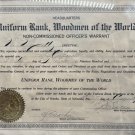 1909 Woodmen Of The World Officer’s Warrant Certificate Signed & Seal Antique