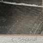 B&W PHOTO BEDROOM, CARVED HEADBOARD MANNEQUIN HOPE CHEST FLORAL WALLPAPER