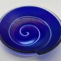 Blue & White Art Glass Vortex Style Bowl Iridescent Purple Tones 8&acirc;��