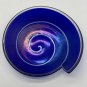 Blue & White Art Glass Vortex Style Bowl Iridescent Purple Tones 8&acirc;��
