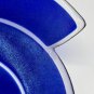 Blue & White Art Glass Vortex Style Bowl Iridescent Purple Tones 8&acirc;��