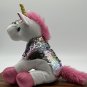 Ganz Sparkle Unicorn Plush Toy White New 9" white horse Flippable Sequins