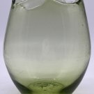 Green Art Glass Vase Hand Blown Free Form Vintage Unique Wide Artist Made 6.5”