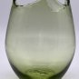 Green Art Glass Vase Hand Blown Free Form Vintage Unique Wide Artist Made 6.5â
