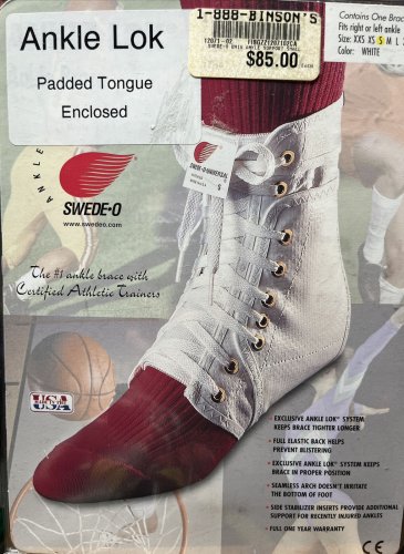 Swede'O Inc Ankle Lok Lace Up Ankle Brace Size Small Rigid Support Elastic Back