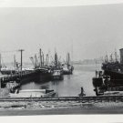 Vintage B&W Photo Cape Cod Canal Harbor Fishing Boats Railway 5” x 3.5”