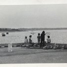 Vintage B&W Photo Cape Cod Canal Children Bikes Scenic Fishing Boats 5” x 3.5”