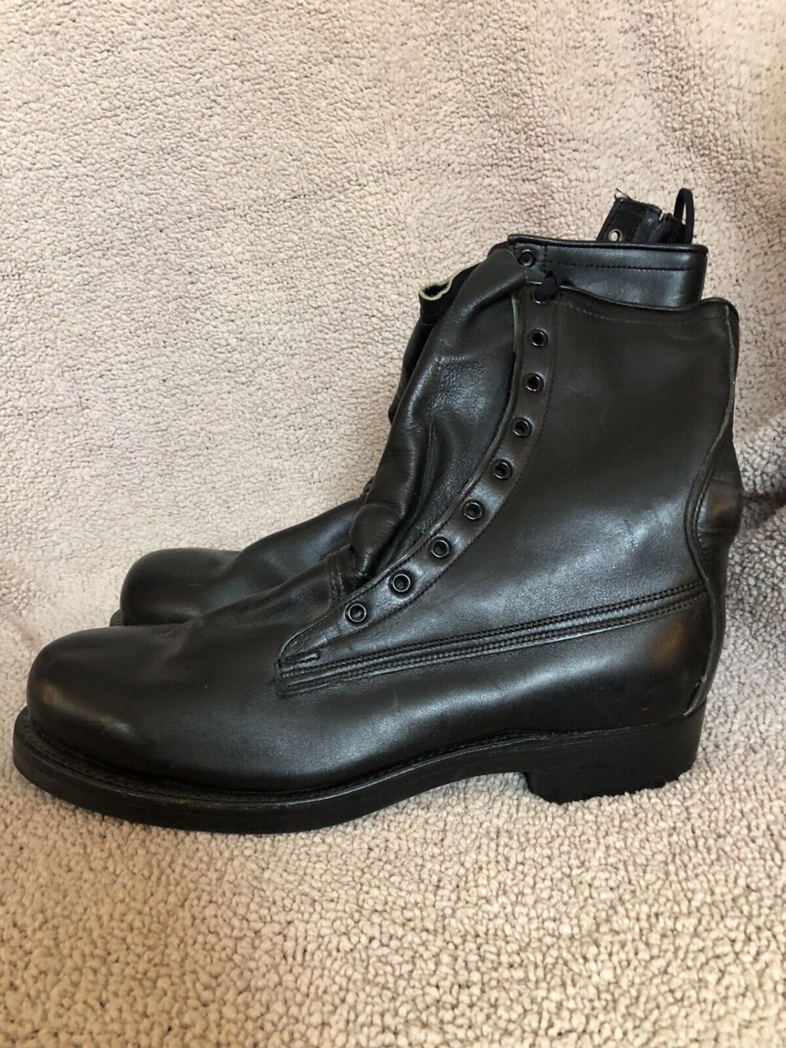 Vintage BF Goodrich Black Leather Military Motorcycle Boots Size 9C