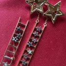 Mary Kay Ladder of Success Rhinestone Star Gold Tone Brooch Pins Red Green (2)