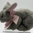 Animal Adventure Bunny Rabbit Plush Gray Pink Ribbon Stuffed Animal CLEAN!