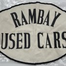 “Rambay Used Cars” Car Dealership Patch Vintage 12” x 8” White Black Letters