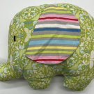 Hand sewn Hobbyist Elephant Green Paisley Plush Striped Ears Stuffed Animal Toy