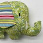 Hand sewn Hobbyist Elephant Green Paisley Plush Striped Ears Stuffed Animal Toy