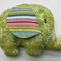 Hand sewn Hobbyist Elephant Green Paisley Plush Striped Ears Stuffed Animal Toy