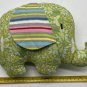 Hand sewn Hobbyist Elephant Green Paisley Plush Striped Ears Stuffed Animal Toy