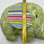 Hand sewn Hobbyist Elephant Green Paisley Plush Striped Ears Stuffed Animal Toy