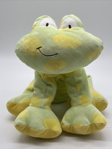 Kids Preferred Green Yelllow polka dot Frog Asthma allergy friendly 11" EUC