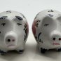 Ceramic Pig Salt & Pepper Shakers Floral Design With Stoppers 2.5" x 2" Vintage