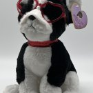 FAO Schwartz  Boston Terrier  with Heart Glasses Plush 12"H NWT