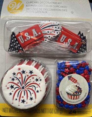 Wilton Cupcake Decorating Kit 24 Cups and Picks USA New Expiration Date Unknown