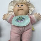Vintage 1987 Hasbro Babyland Cabbage Patch Kid baby Doll Pink Bonnet Plush Toy