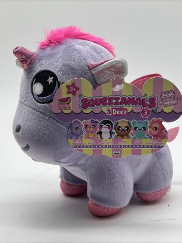 Squeezamals Unicorn Annie Plush Purple 7" 3Deez Watermelon Scented Series 3