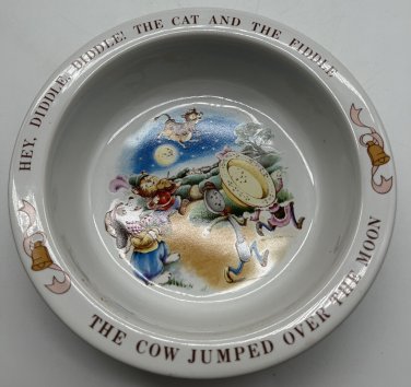 Vtg Avon 1984 Hey Diddle Diddle Nursery Rhyme Bowl 6 3/8" Diameter Child Dining
