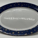 Galaxy Fine Porcelain By Sakura Cobalt Blue 14" Oval Platter with 14k Gold Star