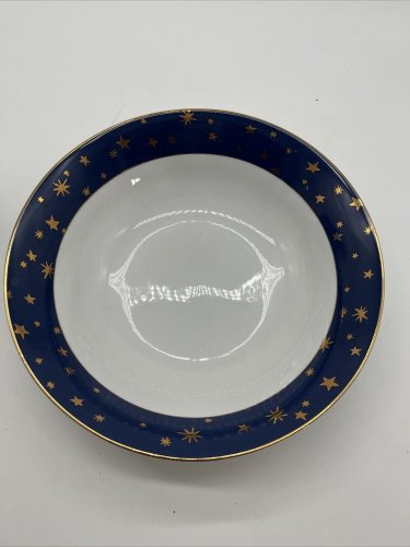 Galaxy by Sakura 9.5&acirc;�� Serving Bowl 14kt Gold Stars on Blue Fine Porcelain