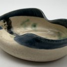 Ceramic Stoneware Vintage Small Bowl Signed Studio Pottery MCM Blue Beige Green